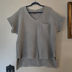 POL Olive Green Knit Sweater Short Sleeve Top